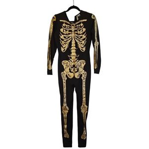 H&M Divided Gold Skeleton Bodysuit Costume Size M